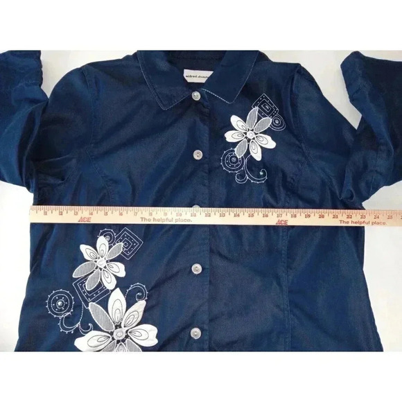 Alfred Dunner Womens Floral  Two Piece Blouse Set Long Sleeve sz Jacket 16 Top L - Picture 9 of 16